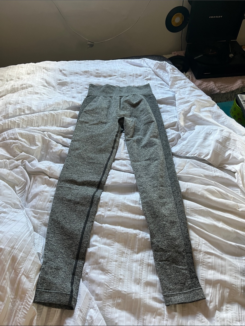 Gymshark Women’s Gray High-Waist Active Leggings With Purple Logo